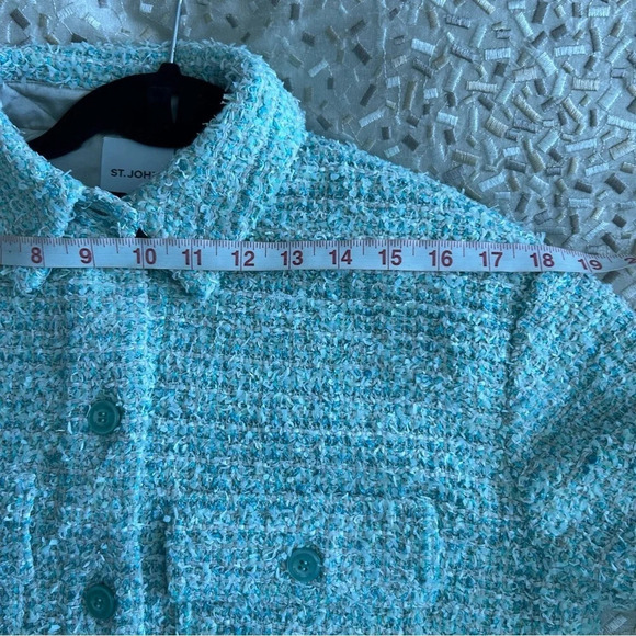 NWT $1695 St. John Eyelash Slub Tweed Knit Collar Quilted Jacket Shacket S - Picture 12 of 16